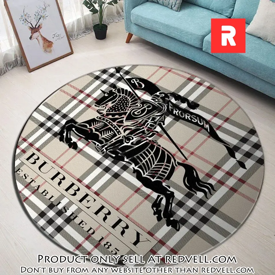 Burberry established 1856 luxury brand fashion round rug carpet home decor rv4518145